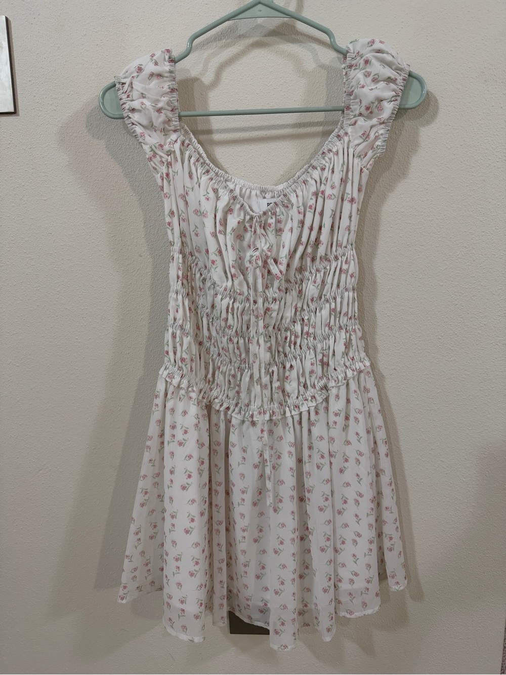 Peppermayo White Dress with Pink Floral Print